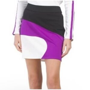 Belyn Key Brooklyn Colorblock 16" Skort Purple Black White Skirt XS | K100